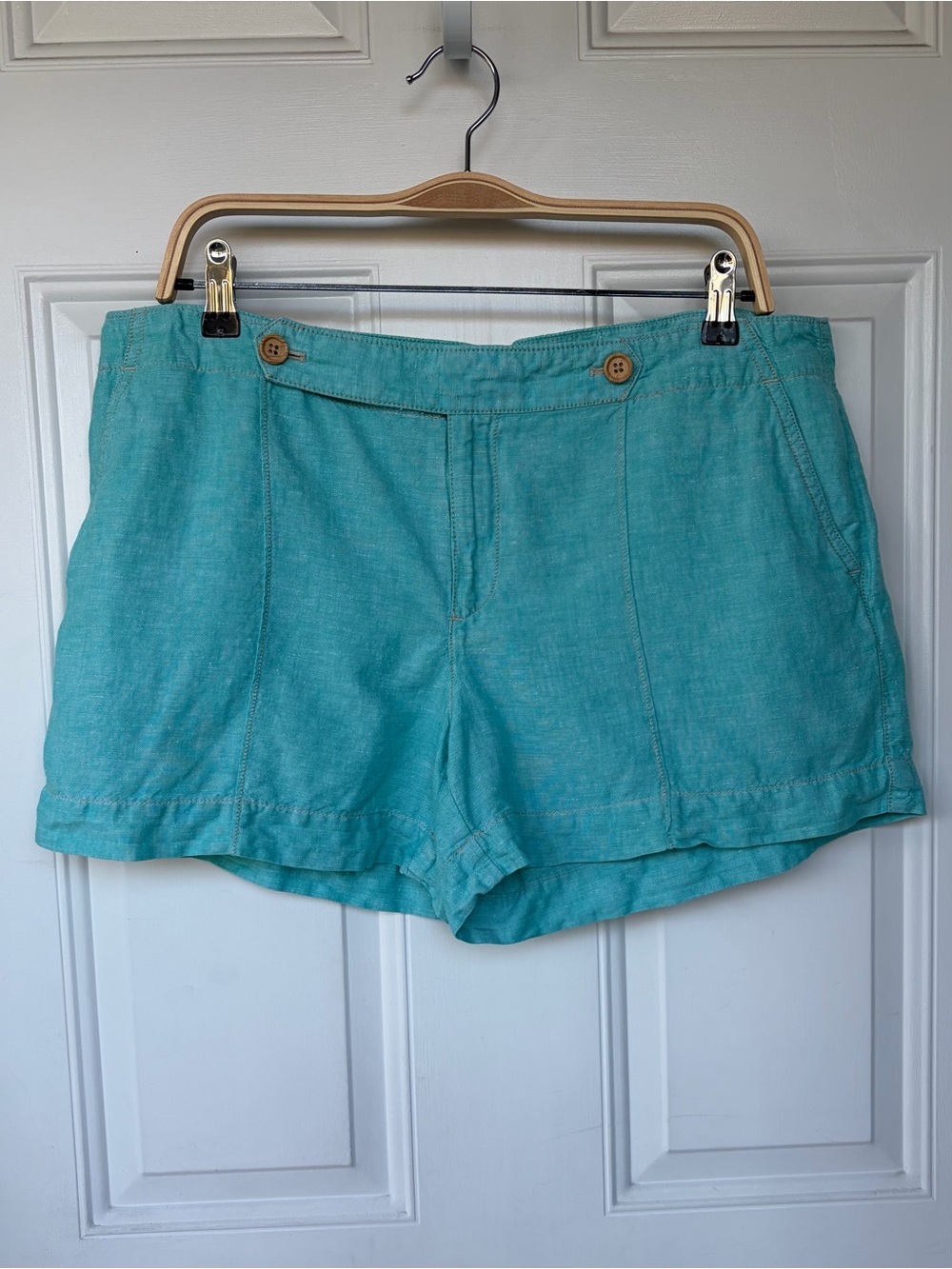 •LOFT• Linen Blend Aqua Shorts – Size 12